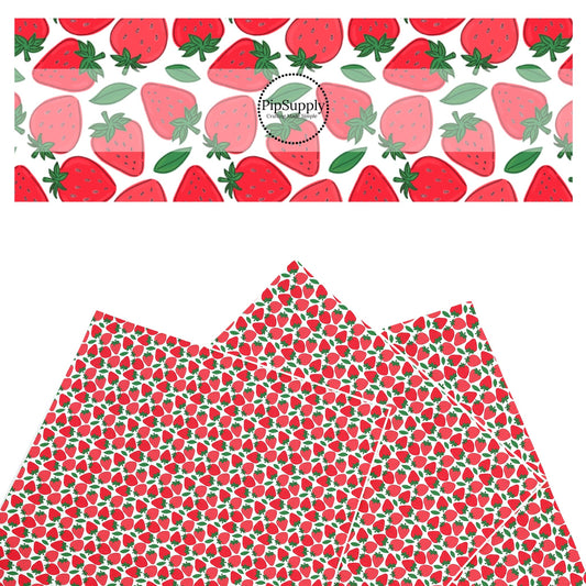 Scattered Strawberries Faux Leather Sheets