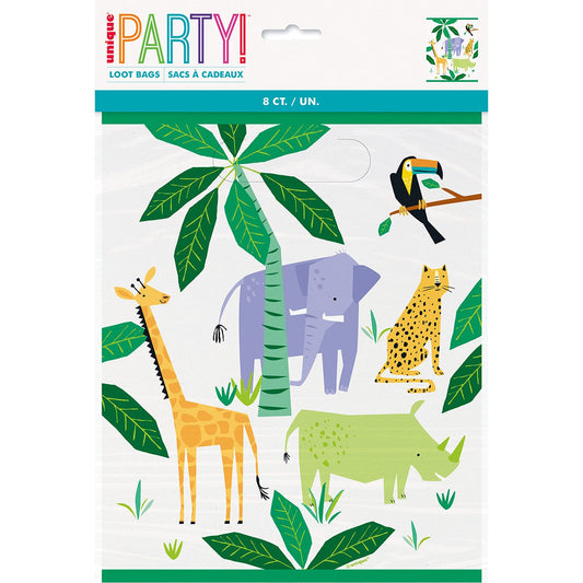 Safari Animals Loot Bags, 8 Count