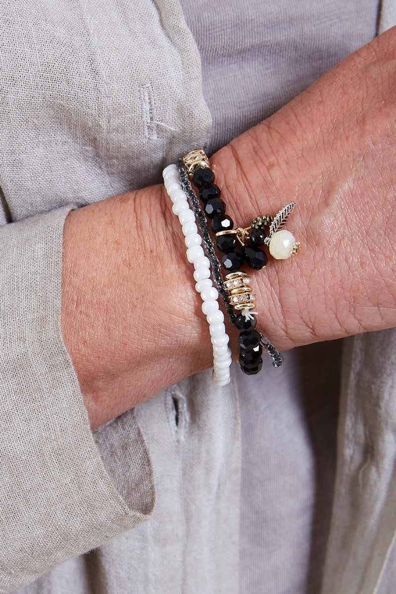 Winston Bracelet | Black mix | 3 Perlearmbånd fra Birdsong